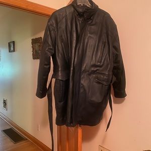 Long mens leather coat